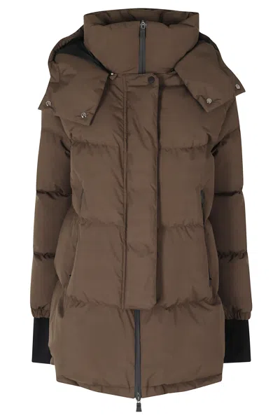 Herno Army Green Hooded Double-slider Zip Polyester Jacket In Grey