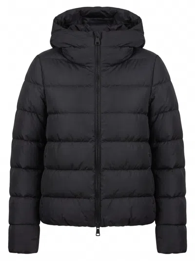Herno Short Quilted Hooded Down Jacket In Technical Fabric In Black