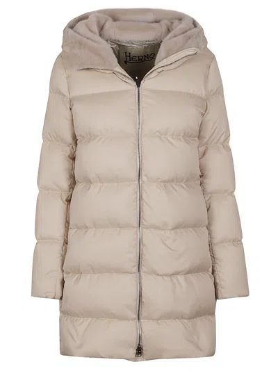 Herno A-shape In Arendelle Faux Fur Polyester Down Jacket In Pink