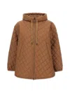 Herno Diamond Quilted Drawstring Down Jacket In Brown