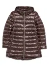 Herno Long Quilted Nylon Hooded Puffer Coat With Down Padding In Brown