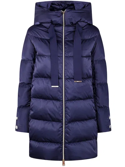Herno A-shape Satin Down Jacket In Blue