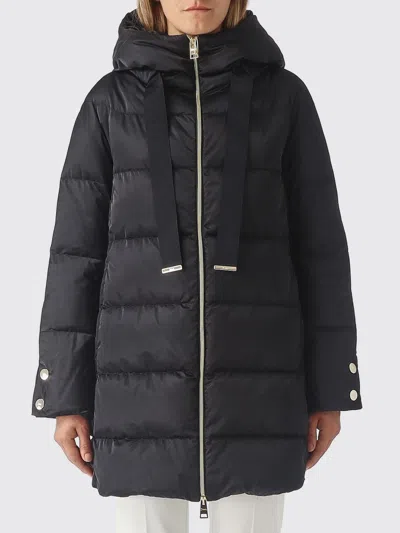 Herno A-shape Short Hooded Down Jacket In Quilted Technical Satin In Black