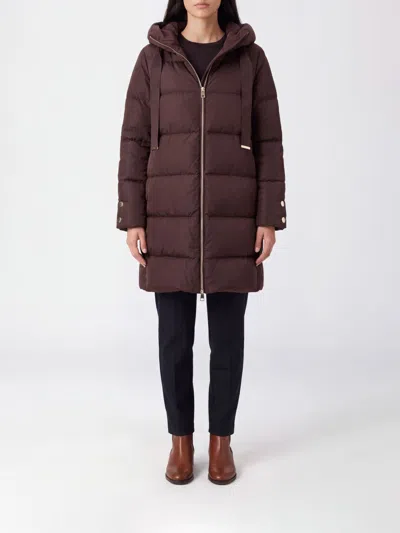Herno A-shape Short Hooded Down Jacket In Quilted Technical Satin In Brown