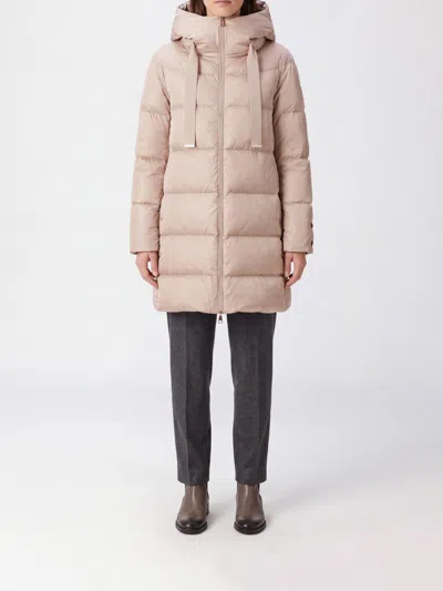 Herno A-shape Short Hooded Down Jacket In Quilted Technical Satin In Neutral
