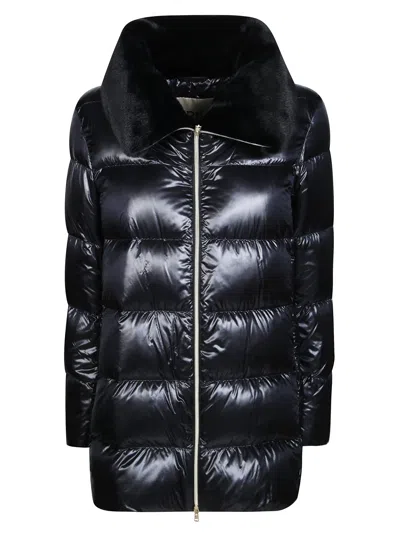 Herno A-shape Ultralight Nylon Faux-leather Jacket For Women In Nero