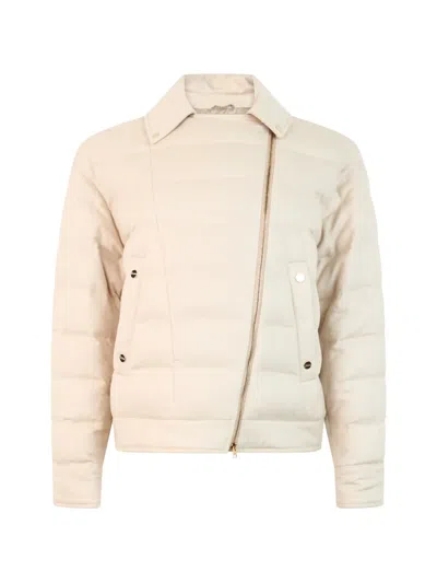 Herno Asymmetric-zip Puffer Jacket In Neutral