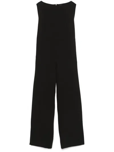 Herno Back Strapless Jumpsuit With Bow On The Back In Black