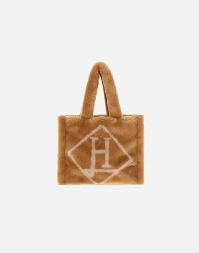 Herno ソフトフェイクファー バッグ In Camel