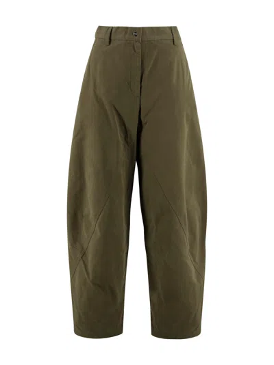 Herno Ankle Length Wide Fit Trousers In Green