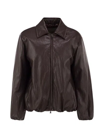 Herno Balloon Hem Viscose Jacket In Brown