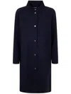 Herno Band-collar Buttoned Coat In Blue