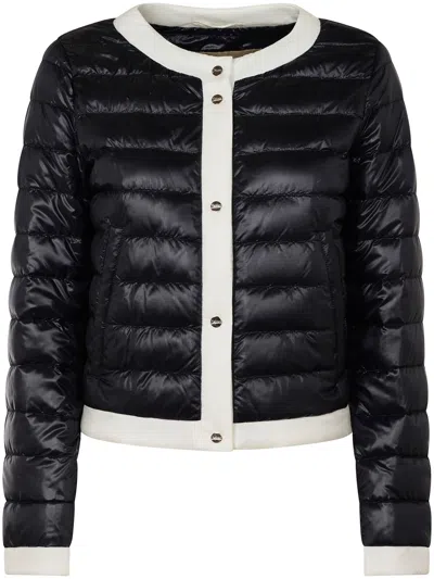 Herno Band-collar Padded Jacket In Nero