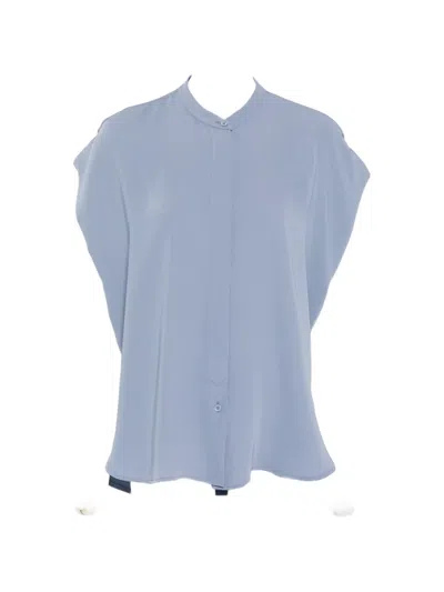 Herno Band-collar Sleeveless Blouse In Blue
