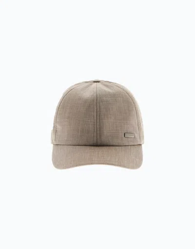 Herno Baseball Cap In 2 Layers Linen In Brown
