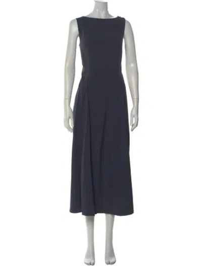 Pre-owned Herno Bateau Neckline Long Dress In Blue