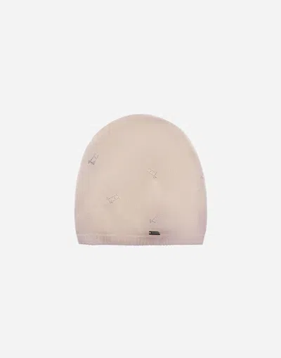 Herno Beanie In Allover 'h' Wool In Blue