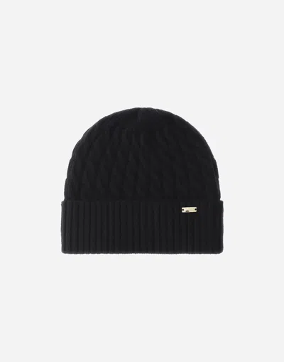 Herno Beanie In Eternity Cashmere Cable In Black