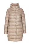 Herno Quilted High-neck Oversized Coat In Beige