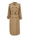 HERNO BEIGE BELTED TRENCH COAT IN COTTON WOMAN