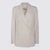 Herno Tailored Jacket With Button Detailing And Flap Pockets In Beige