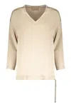 Herno Beige Blouse With Long Sleeves V-neck In Brown