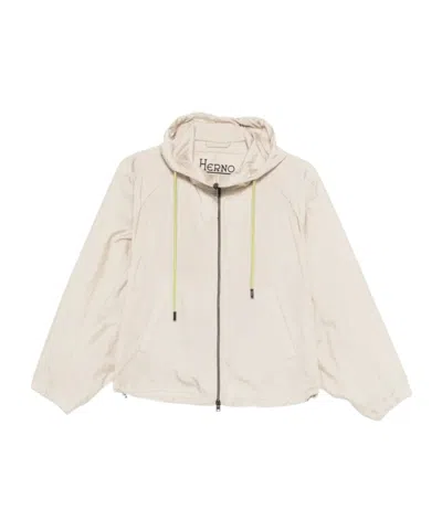 Herno Chantilly Polyamide Hooded Jacket In Neutral