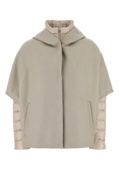 Herno Beige Cape-style Padded Jacket In Neutral