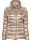 Herno Beige 'claudia' Down Jacket With Belt In Brown