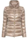Herno Beige 'claudia' Down Jacket With Belt In Brown