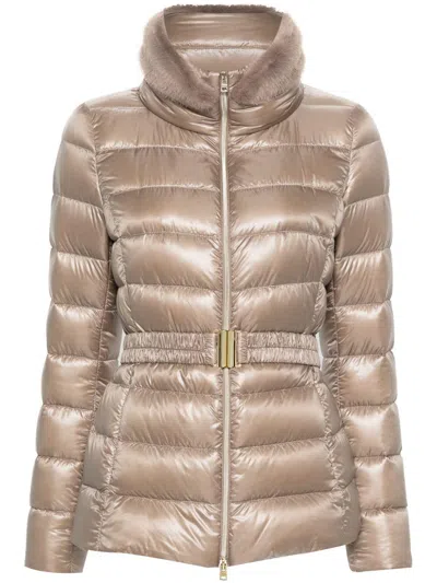 Herno Beige 'claudia' Down Jacket With Belt