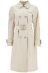 Herno Beige Cotton Double-breasted Trench Coat With Adjustable Sleeves In Gray