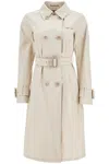 Herno Sand Cotton Gabardine Trench Coat In Gray