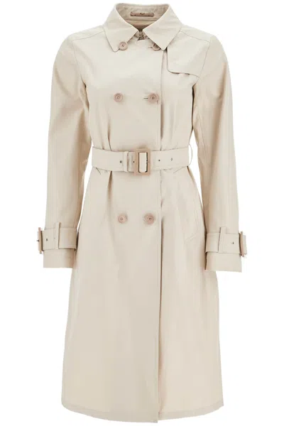 HERNO BEIGE COTTON DOUBLE-BREASTED TRENCH COAT