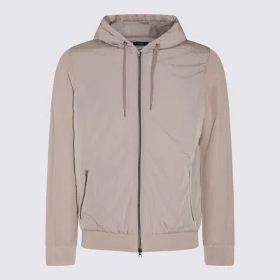 Herno Beige Cotton Down Jacket In Pink