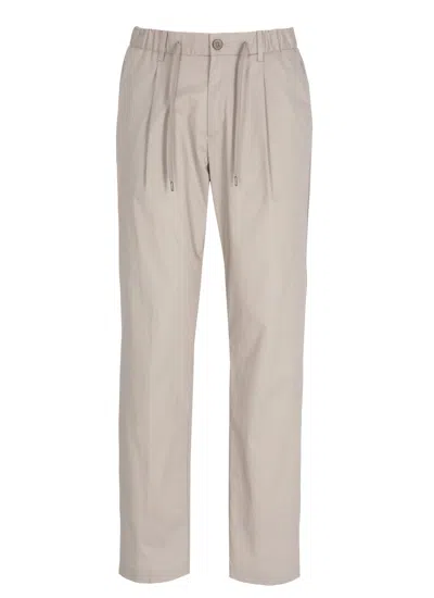 Herno Beige Cotton Straight-leg Pants In Gray