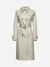 Herno Sand Cotton Gabardine Trench Coat In Gray