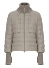 Herno Beige Down Jacket With Drawstring High  Neck And Removable Gloves In Gray