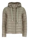 Herno Beige Down Jacket With Drawstring Hood And Logo Detail On The Drawstring In Tech Fabric Woman In Beige