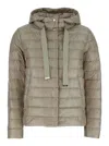 Herno Beige Down Jacket With Drawstring Hood And Logo Detail On The Drawstring In Tech Fabric Woman In Beige