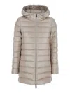 Herno Beige Down Jacket With Drawstring Hood In Tech Fabric Woman In Neutral