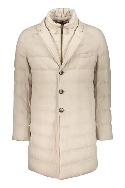 Herno Beige Down Jacket With Elegant Collar In Neutral