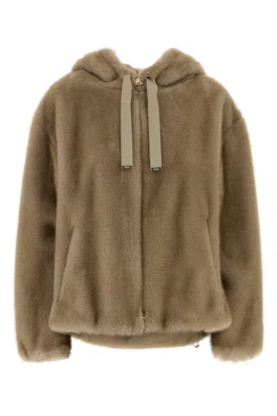 Herno Beige Eco Fur In Light Brown