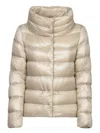 Herno Funnel Neck Padded Down Jacket In Beige