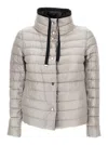 Herno Black And White Reversible Down Jacket With Funnel Neck In Polyamide In Beige