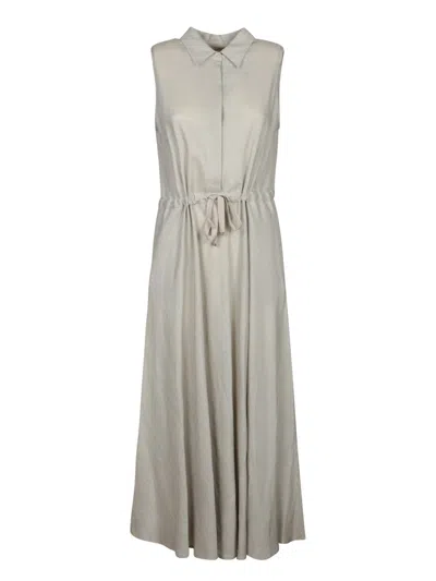 Herno Beige Linen Blend Chemisier Dress