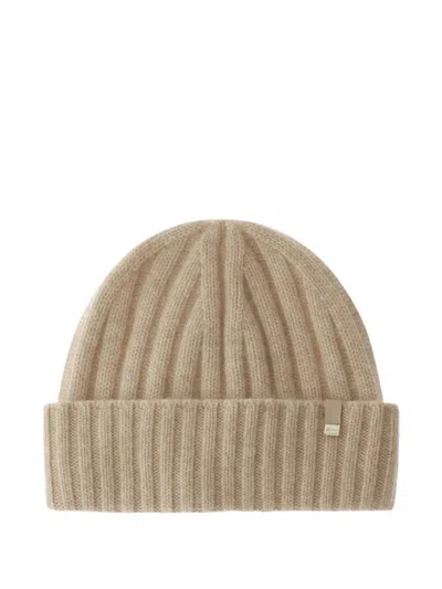 HERNO BEIGE LOGO KNIT HAT