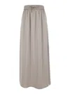 Herno Beige Long Skirt With Elastic Waist In Stretch Tech Fabric Woman