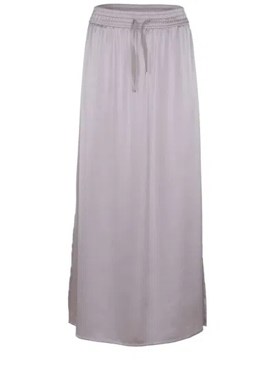 Herno Beige Long Skirt With Elastic Waist In Stretch Tech Fabric Woman In Grey