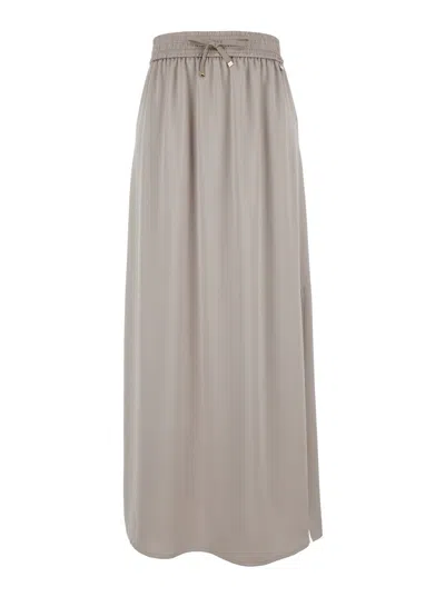 Herno Beige Long Skirt With Elastic Waist In Stretch Tech Fabric Woman In Grey
